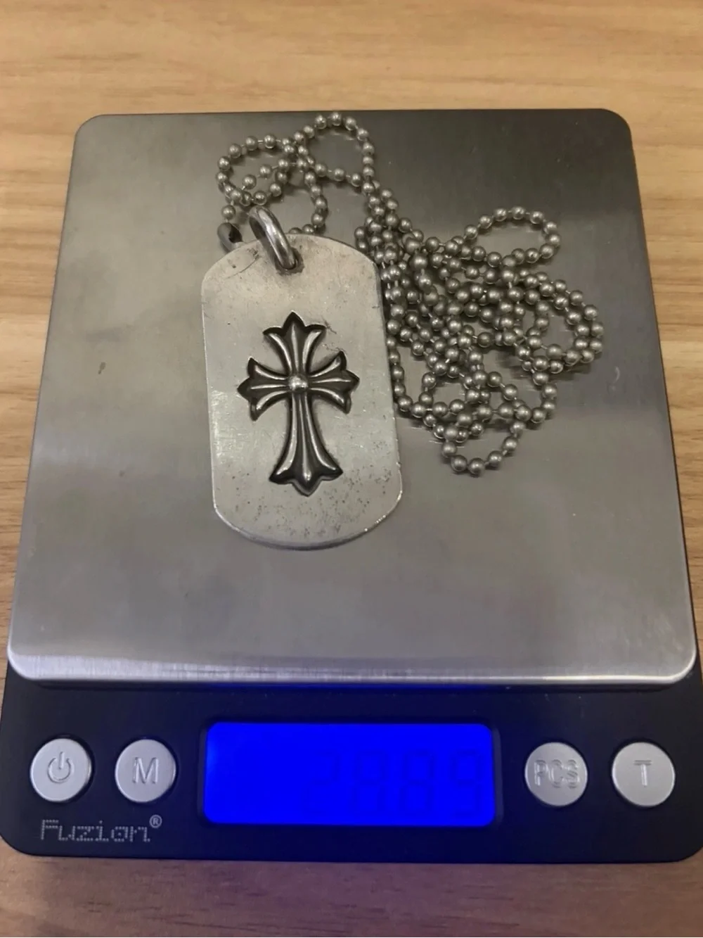AUTHENTIC Chrome Hearts Silver Cross Dog Tag Necklace